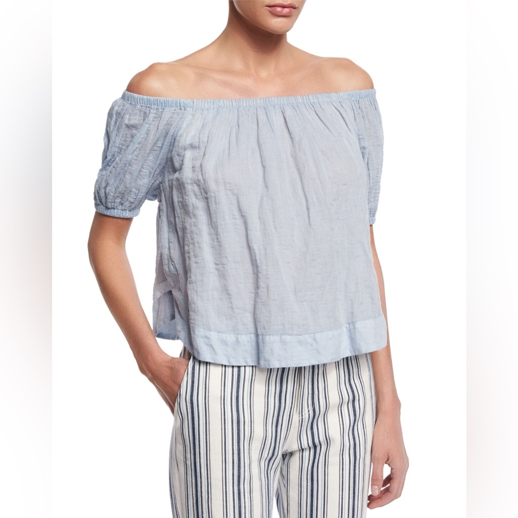See By Chloe Crinkled Off-The-Shoulder Top, Forever Blue